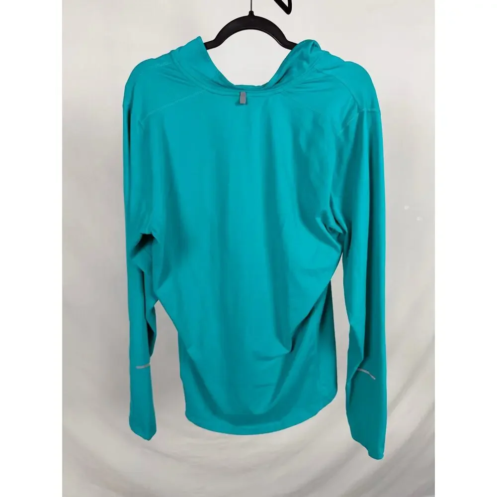 Nike Teal Blue Dri-Fit Activewear 1/4-Zip Running Hoodie Sweatshirt Size M